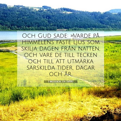 1 Mosebok 1:14 SV1917 Bild av bibelvers