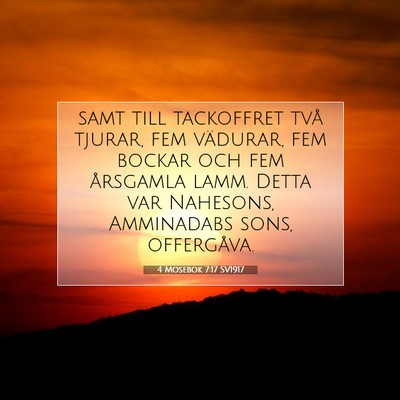 4 Mosebok 7:17 SV1917 Bild av bibelvers