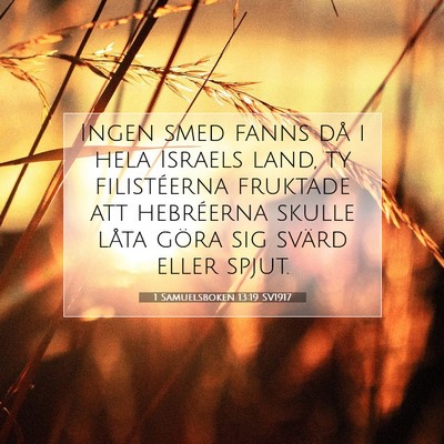 1 Samuelsboken 13:19 SV1917 Bild av bibelvers