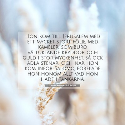 1 Kungaboken 10:2 Bibelvers Förklarad