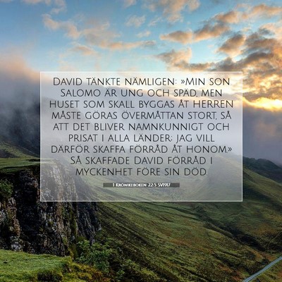 1 Krönikeboken 22:5 SV1917 Bild av bibelvers