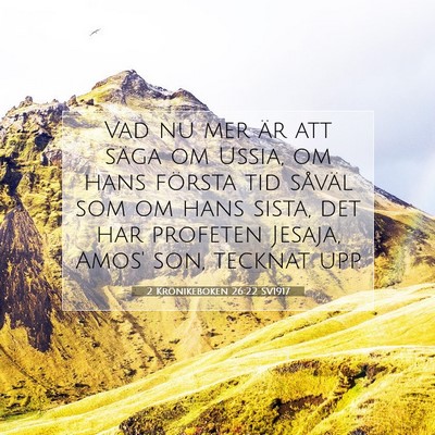 2 Krönikeboken 26:22 Bibelvers Förklarad