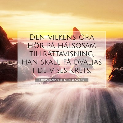 Ordspråksboken 15:31 SV1917 Bild av bibelvers