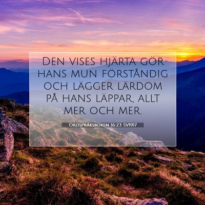 Ordspråksboken 16:23 SV1917 Bild av bibelvers