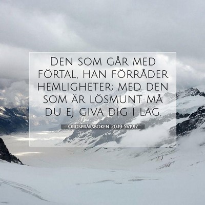 Ordspråksboken 20:19 SV1917 Bild av bibelvers