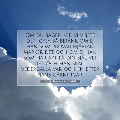 Ordspråksboken 24:12 SV1917 Bild av bibelvers