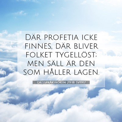Ordspråksboken 29:18 SV1917 Bild av bibelvers