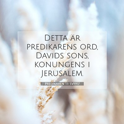 Predikaren 1:1 Bibelvers Förklarad