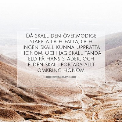 Jeremia 50:32 SV1917 Bild av bibelvers