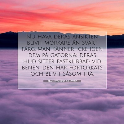 Klagovisorna 4:8 SV1917 Bild av bibelvers
