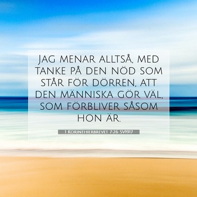 1 Korinthierbrevet 7:26 SV1917 Bild av bibelvers