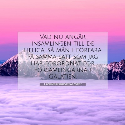 1 Korinthierbrevet 16:1 SV1917 Bild av bibelvers
