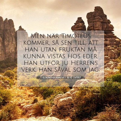 1 Korinthierbrevet 16:10 SV1917 Bild av bibelvers