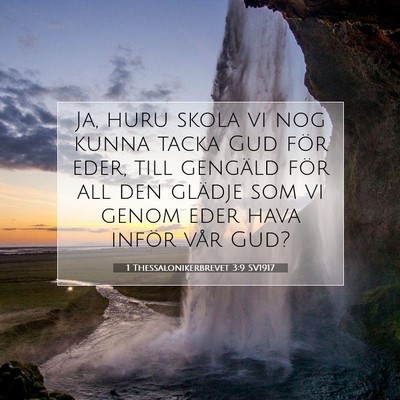 1 Thessalonikerbrevet 3:9 SV1917 Bild av bibelvers