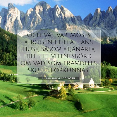 Hebreerbrevet 3:5 SV1917 Bild av bibelvers