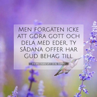 Hebreerbrevet 13:16 SV1917 Bild av bibelvers