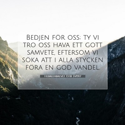 Hebreerbrevet 13:18 SV1917 Bild av bibelvers