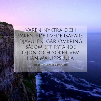 1 Petrusbrevet 5:8 SV1917 Bild av bibelvers