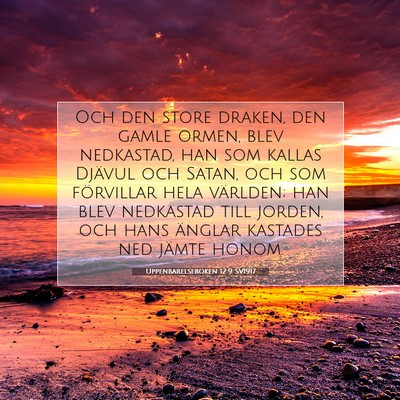 Uppenbarelseboken 12:9 SV1917 Bild av bibelvers